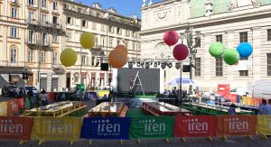 Montaggio audio, video, luci B-Happy in Piazza Carlo Alberto a Torino